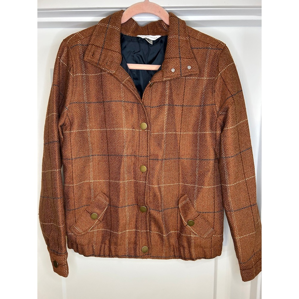 Vintage Christopher & Banks Herringbone Plaid Wool‎ Blend Jacket Womens Medium